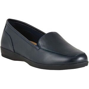 Easy Spirit Womens Devitt Navy Leather Dress Round Toe Loafers Flats